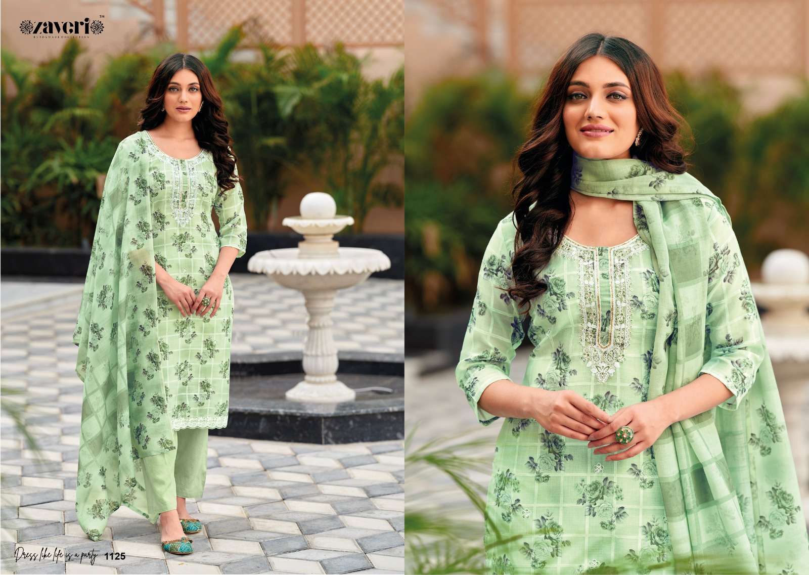 UNICORN HEAVY LILEN EMBOIDERY WORK KURTI WITH CHANDERI COTTON PANT AND DUPATTA BY ZAVERI BRAND 1125